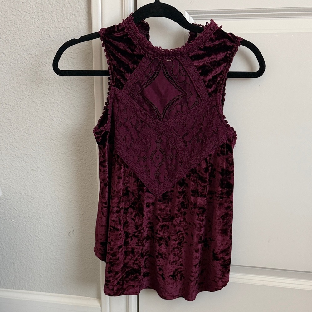 Altard State Velvet Sleeveless Top - Burgundy
